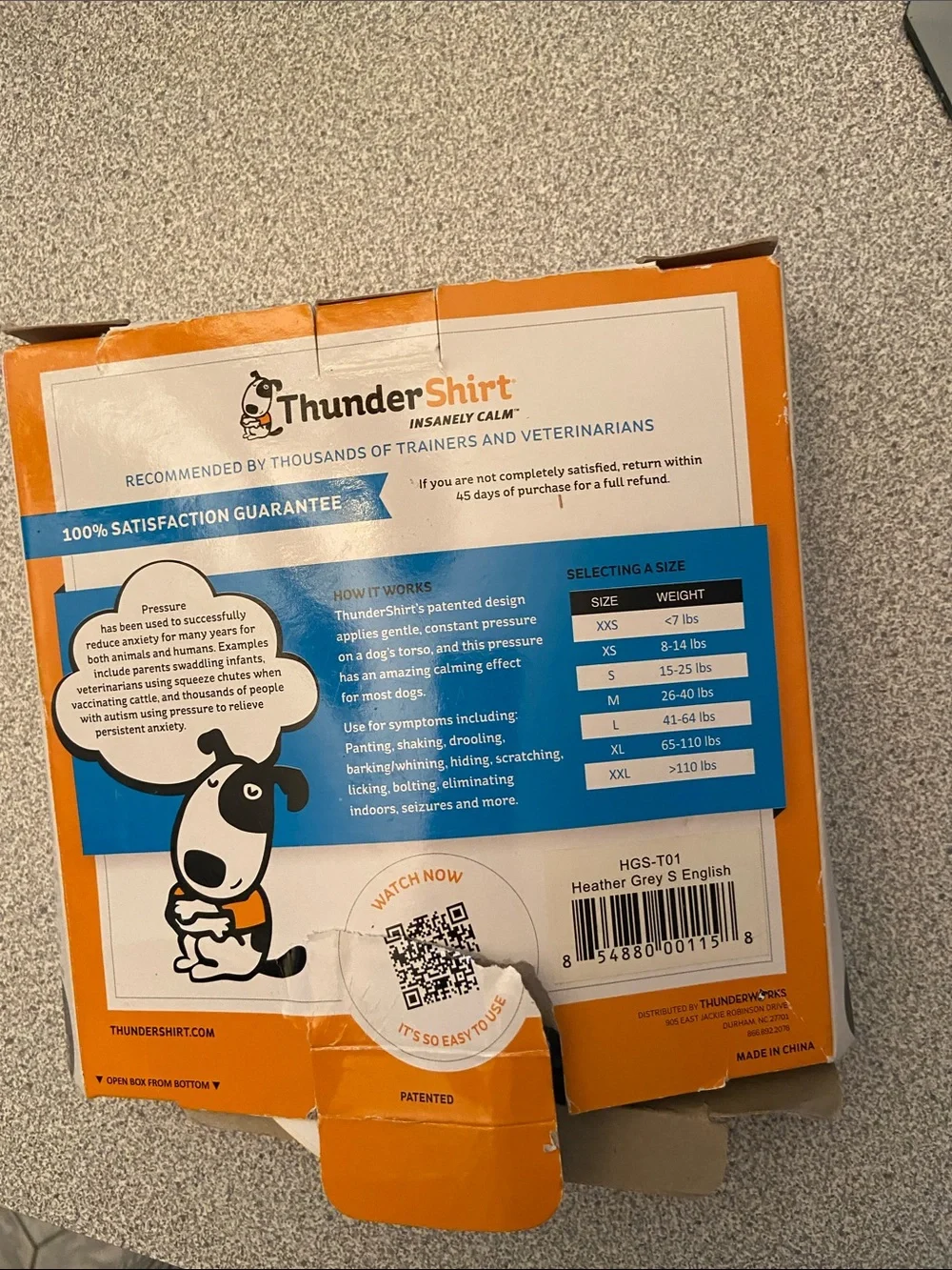 Thundershirt Solid Gray Calming Wrap for Dogs